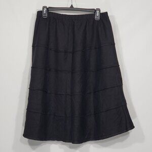 Soft Surroundings  Black Linen A-Line Skirt  Women's Small Elastic waist